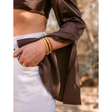 Gold Bangle Bracelets for Women - Flexible Waterproof Bangles