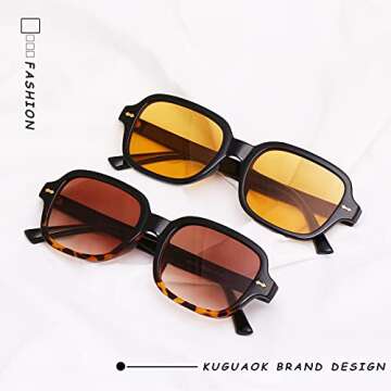 KUGUAOK 2PACK Fashion Sunglasses for Women Outdoor Travel Irregular Square Sun Glasses 100% UV Protection