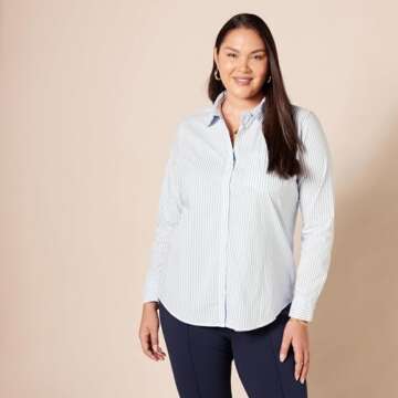 Classic-Fit Long-Sleeve Poplin Shirt for Women