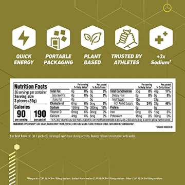 CLIF BLOKS - Energy Chews - Margarita with Salt 3X Sodium for added Electrolytes- Non-GMO - Plant Based Food - Fast Fuel for Cycling and Running-Workout Snack (2.1 Ounce Packet, 3 Count)