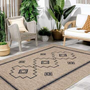 ILANGO Jute Area Rugs for Living Room, Woven Washable Rugs 5'x7' Indoor, Natural Scandinavian Rugs for High Traffice Areas, Non Slip Carpet with Rubber Backing for Bedroom Kitchen Porch