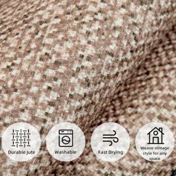 ILANGO Jute Area Rugs for Living Room, Woven Washable Rugs 5'x7' Indoor, Natural Scandinavian Rugs for High Traffice Areas, Non Slip Carpet with Rubber Backing for Bedroom Kitchen Porch