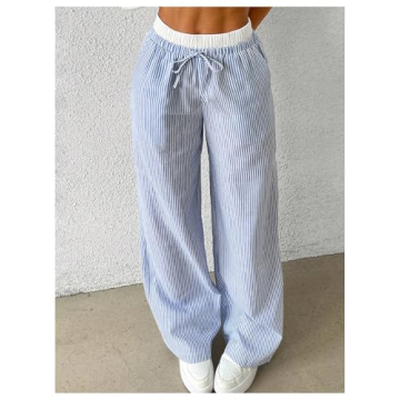 GORGLITTER Girl's High Waisted 2 in 1 Striped Pants