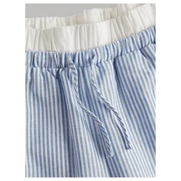 GORGLITTER Girl's High Waisted 2 in 1 Striped Pants