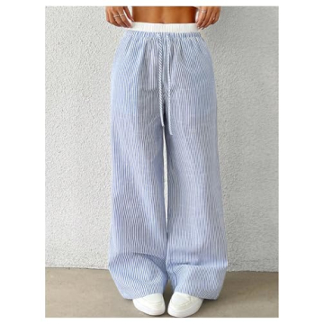 GORGLITTER Girl's High Waisted 2 in 1 Striped Pants
