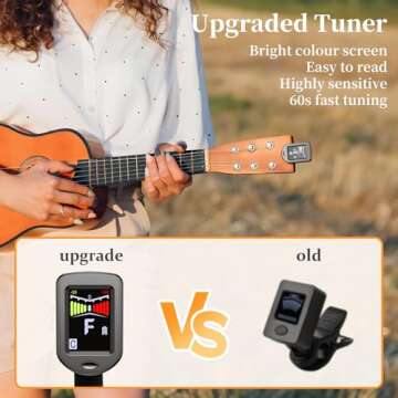 New Bee Clip-On Guitar Tuner Rechargeable with Color Screen 360° Rotatable Chromatic Tuner for Guit...