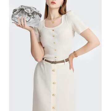 JRNDNIUO Women's PU Leather Clutch Handbags Ruched Bag Purse Formal Dumpling Evening Bag Small Elega...