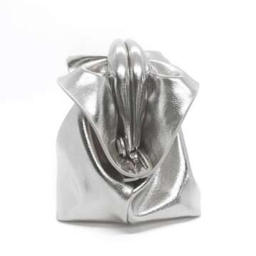 JRNDNIUO Women's PU Leather Clutch Handbags Ruched Bag Purse Formal Dumpling Evening Bag Small Elegant Dressy Handbag Silver Metallic Purse