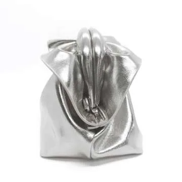 JRNDNIUO Women's PU Leather Clutch Handbags Ruched Bag Purse Formal Dumpling Evening Bag Small Elegant Dressy Handbag Silver Metallic Purse