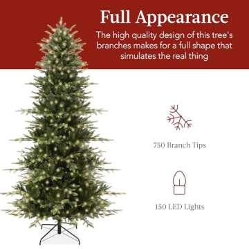 Best Choice Products 4.5ft Pre-Lit Artificial Aspen Christmas Tree, Noble Holiday Décor w/ 750 Branch Tips, 2-in-1 Multicolor LED Lights, Cordless Connection, Metal Stand