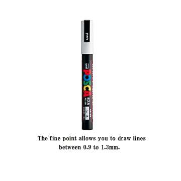 Uni Japan Posca Paint Marker Mitsubishi Poster Color White 6 Marking Pen PC-1M PC-3M PC-5M 2 of Each With Kanji LOVE Sticker, 5.6X3.9X0.7In