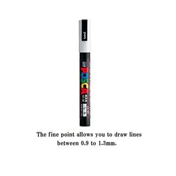 Uni Japan Posca Paint Marker Mitsubishi Poster Color White 6 Marking Pen PC-1M PC-3M PC-5M 2 of Each With Kanji LOVE Sticker, 5.6X3.9X0.7In