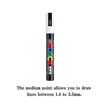 Uni Japan Posca Paint Marker Mitsubishi Poster Color White 6 Marking Pen PC-1M PC-3M PC-5M 2 of Each With Kanji LOVE Sticker, 5.6X3.9X0.7In