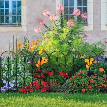 AMAGABELI GARDEN & HOME 5 Panels Decorative Garden Fences and Borders for Dogs 32in(H)×10ft(L) No D...