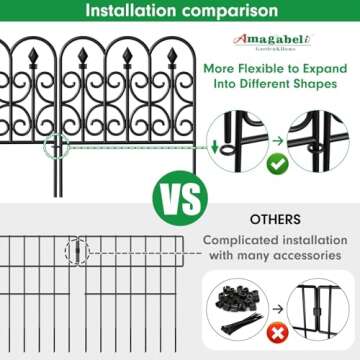 AMAGABELI GARDEN & HOME 5 Panels Decorative Garden Fences and Borders for Dogs 32in(H)×10ft(L) No Dig Metal Fence Panel Garden Edging Fence for Animal Barrier Fencing for Flower Beds Yard Patio Black