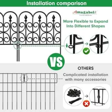 AMAGABELI GARDEN & HOME 5 Panels Decorative Garden Fences and Borders for Dogs 32in(H)×10ft(L) No Dig Metal Fence Panel Garden Edging Fence for Animal Barrier Fencing for Flower Beds Yard Patio Black