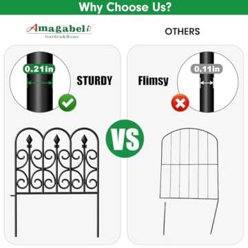 AMAGABELI GARDEN & HOME 5 Panels Decorative Garden Fences and Borders for Dogs 32in(H)×10ft(L) No Dig Metal Fence Panel Garden Edging Fence for Animal Barrier Fencing for Flower Beds Yard Patio Black