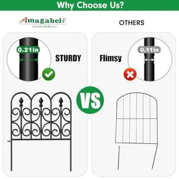 AMAGABELI GARDEN & HOME 5 Panels Decorative Garden Fences and Borders for Dogs 32in(H)×10ft(L) No Dig Metal Fence Panel Garden Edging Fence for Animal Barrier Fencing for Flower Beds Yard Patio Black
