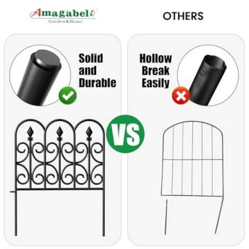 AMAGABELI GARDEN & HOME 5 Panels Decorative Garden Fences and Borders for Dogs 32in(H)×10ft(L) No Dig Metal Fence Panel Garden Edging Fence for Animal Barrier Fencing for Flower Beds Yard Patio Black