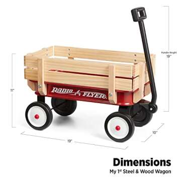 Radio Flyer My 1st Steel & Wood Toy Wagon with Teddy Bear, 19" Long Toy Wagon for Kids 1.5+