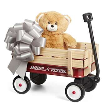 Radio Flyer My 1st Steel & Wood Toy Wagon with Teddy Bear, 19" Long Toy Wagon for Kids 1.5+