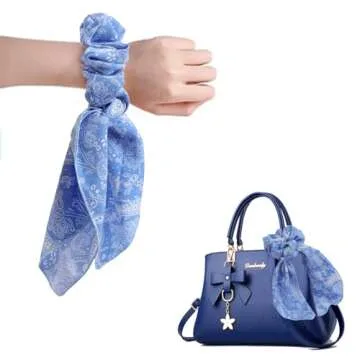 Cutewing Hair Scrunchie Scarf Bow Scrunchies Chiffon Bandana Scrunchies for Women Girls, 6PCS , 2 in 1 Design, No Hurt, Various Occasions