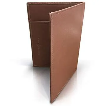 RFID Blocking Folding Leather Passport Holder Wallet For Men and Women - Brown