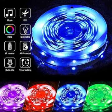 Tobole RGB Led Strip Lights, 5050 Bluetooth Music Sync Color Changing Led Light Strips (32.8ft)