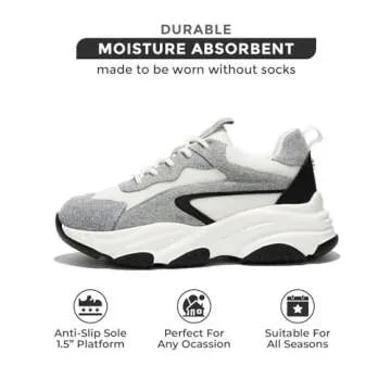 Project Cloud Chunky Platform Sneakers for Women Memory Foam Dad Shoes for Women Lace-up Womens Shoes & Womens Sneakers Slip on Women's Fashion Sneakers Women Footwear (Coco)