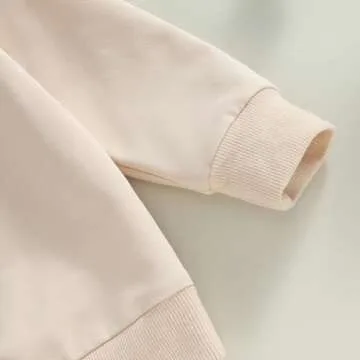 Omkzanbi Toddler Boy Football Outfit Game Day Sweatshirt Retro Rugby Jogger Pants Football 2Pcs Fall Winter Clothes Set 0-3T (Khaki, 18-24 Months)