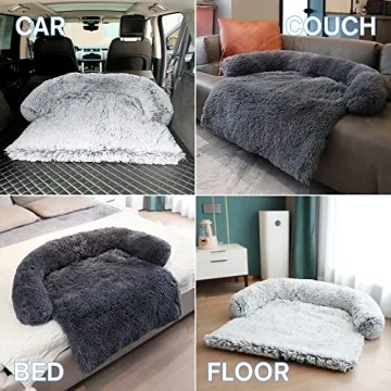 Calming Plush Dog Bed with Washable Cover for All Pets