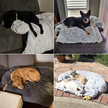 Calming Plush Dog Bed with Washable Cover for All Pets