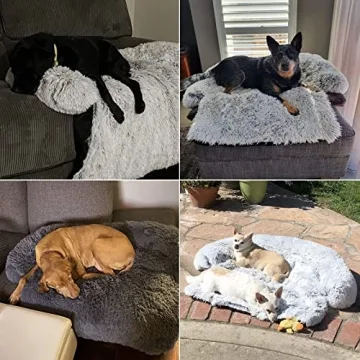 Calming Plush Dog Bed with Washable Cover for All Pets