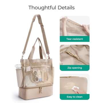 Stylish BAGSMART Beach Bag with Insulation Cooler for Women