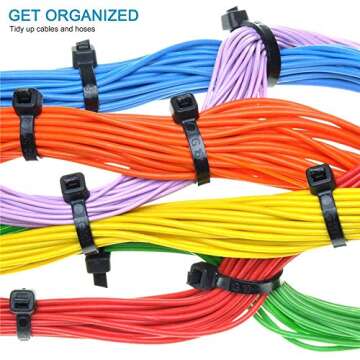HMROPE 100pcs Cable Zip Ties Heavy Duty 12 Inch, Premium Plastic Wire Ties with 50 Pounds Tensile St...