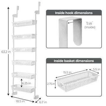 Adjustable Over-The-Door Pantry Organizer with 6 Baskets
