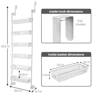 Adjustable Over-The-Door Pantry Organizer with 6 Baskets