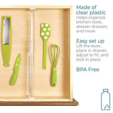 iDesign Drawer Dividers, Deep Adjustable Organiser System Made of Durable Plastic, Set of 2 Drawer Inserts for Wardrobe, Clear, 62420EU