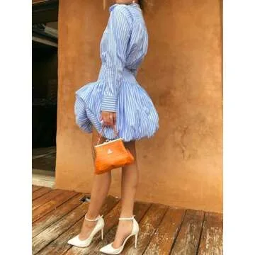 Yojeasrio Women Y2k Bubble Mini Skirt Ruffle Hem Pleated Short Skirts High Waist Puffy A-Line Flared Skirt Streetwear