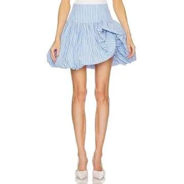 Yojeasrio Women Y2k Bubble Mini Skirt Ruffle Hem Pleated Short Skirts High Waist Puffy A-Line Flared Skirt Streetwear