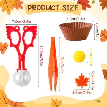 EZdhuawuse Fall Fine Motor Toys - 294P Fall Thanksgiving Counting Sorting Sensory Bin Filler Set for Kids Autumn Counting Toy with Felt Maple Leaf Pom Poms Cup Clip for Preschool Education Activities