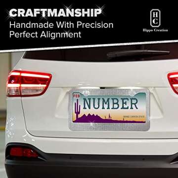 Crystal Bling License Plate Frames for Women - 2 Pack Handcrafted Acrylic Bedazzled Cover, Clear Crystal Stainless Steel Girly Queen Sparkle License Plate Frame Cute Diamond Shiny Black Sparkly Cover