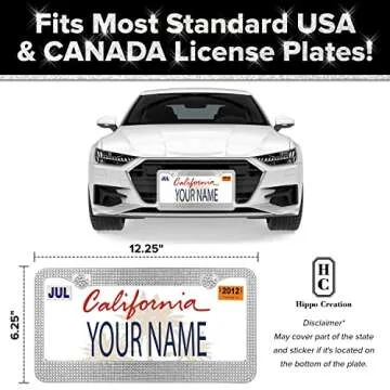 Crystal Bling License Plate Frames for Women - 2 Pack Handcrafted Acrylic Bedazzled Cover, Clear Crystal Stainless Steel Girly Queen Sparkle License Plate Frame Cute Diamond Shiny Black Sparkly Cover