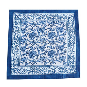 ATOSII Midnight Bloom Blue Cotton Napkins - Set of 4