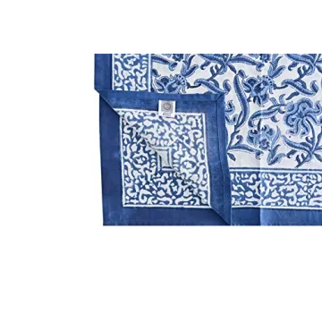 ATOSII Midnight Bloom Blue Cotton Napkins - Set of 4