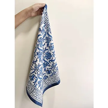 ATOSII Midnight Bloom Blue Cotton Napkins - Set of 4