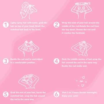 obeoby 4 in 1 Pack Heatless Curling Rod, No Heat Hair Curlers to Sleep in Overnight Curls with Hook Blowout Rods Headband with Silk Scarf Curl Styling Kit for Long Medium Hair, Pink