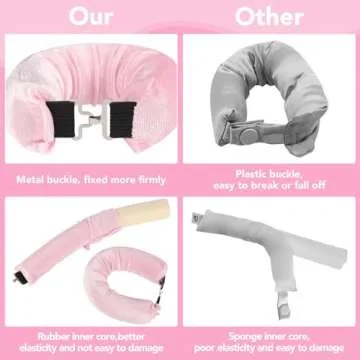 obeoby 4 in 1 Pack Heatless Curling Rod, No Heat Hair Curlers to Sleep in Overnight Curls with Hook Blowout Rods Headband with Silk Scarf Curl Styling Kit for Long Medium Hair, Pink