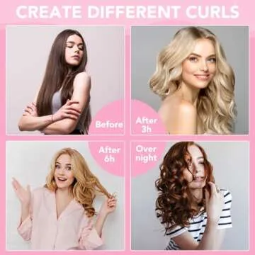 obeoby 4 in 1 Pack Heatless Curling Rod, No Heat Hair Curlers to Sleep in Overnight Curls with Hook Blowout Rods Headband with Silk Scarf Curl Styling Kit for Long Medium Hair, Pink