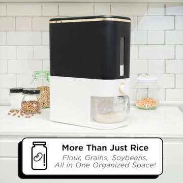 Dizpent 26.4 Lbs Rice Dispenser Countertop With Measuring Cup, Sealed Rice Storage Container, Moisture-proof Rice Container For Fresh Grains In Your Kitchen Pantry Bpa-free Grain Dispenser